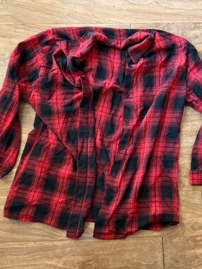 Red & Black Plaid Button-Up Shirt